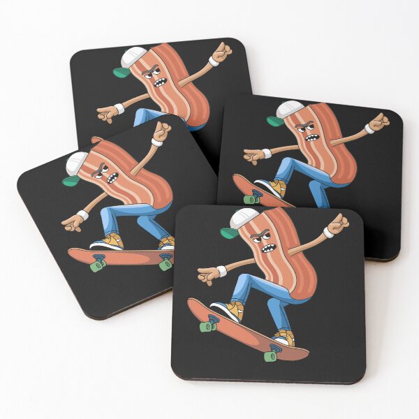 Item preview, Funny Skateboarding Bacon Cartoon Graphic designed and sold by InsanseCreation.