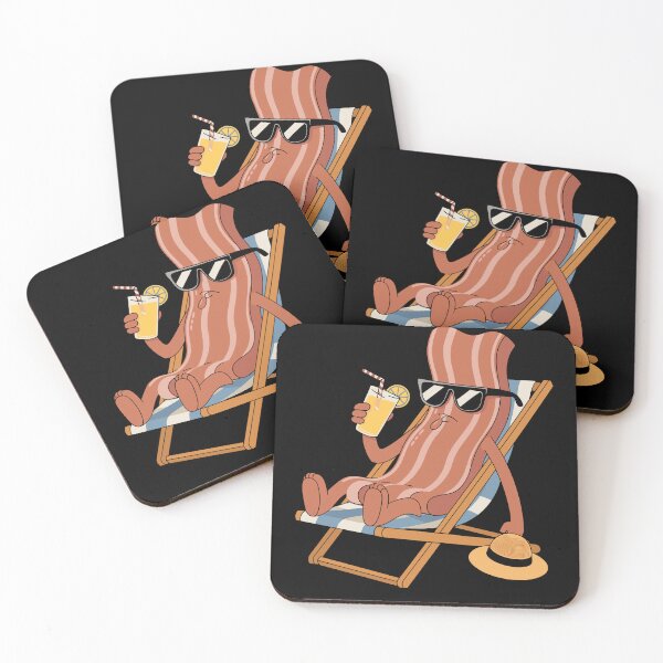 Item preview, Fun Bacon Character Relaxing Beach Scene designed and sold by InsanseCreation.