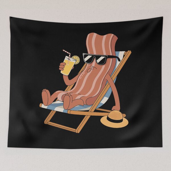 Item preview, Fun Bacon Character Relaxing Beach Scene designed and sold by InsanseCreation.