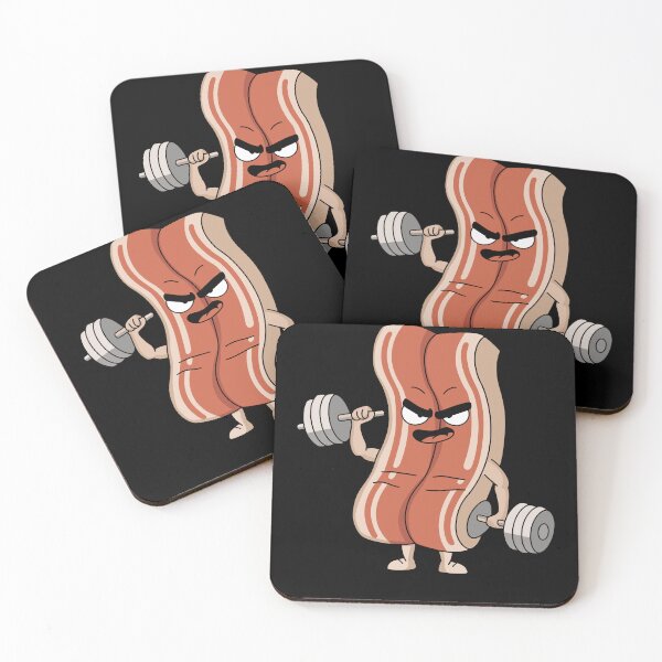 Item preview, Strong Bacon Cartoon Character Lifting Weights designed and sold by InsanseCreation.