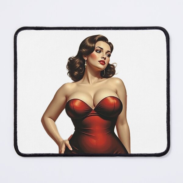Item preview, Buxom Brunette in a Red Dress designed and sold by ROCKING AWESOME.