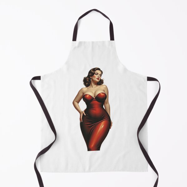 Item preview, Buxom Brunette in a Red Dress designed and sold by ROCKING AWESOME.