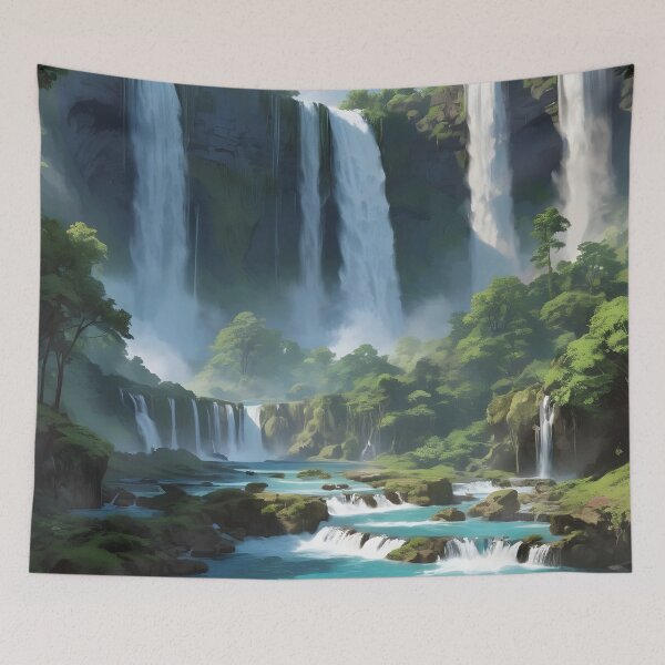 Item preview, waterfalls in the green forest or green jungle 20   designed and sold by AA-designstore.