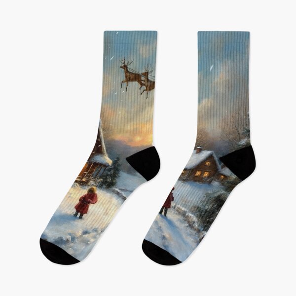 Artikelvorschau, süßes Weihnachtsgemälde mit dem Weihnachtsmann entworfen und verkauft von JonelleTshirts.