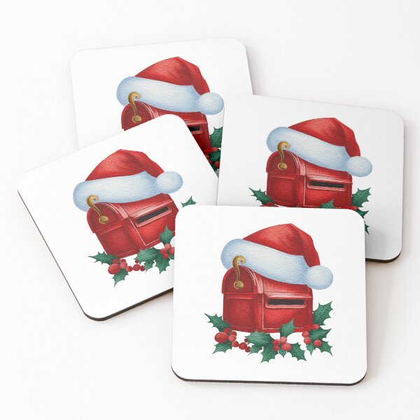 Item preview, Christmas Mailbox with Santa Hat and Holly Watercolor Illustration designed and sold by AllaMashycheva.