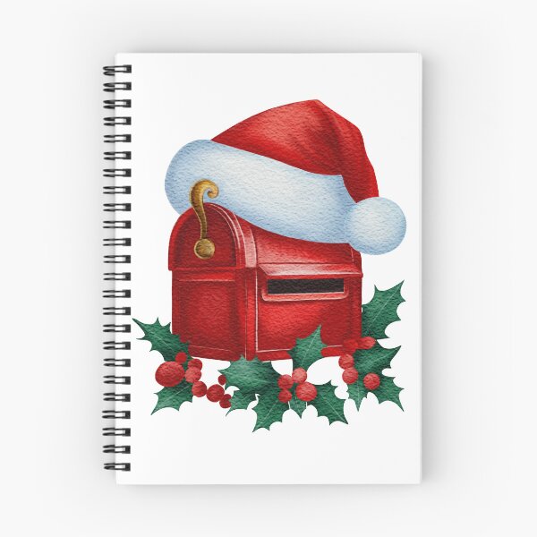 Item preview, Christmas Mailbox with Santa Hat and Holly Watercolor Illustration designed and sold by AllaMashycheva.