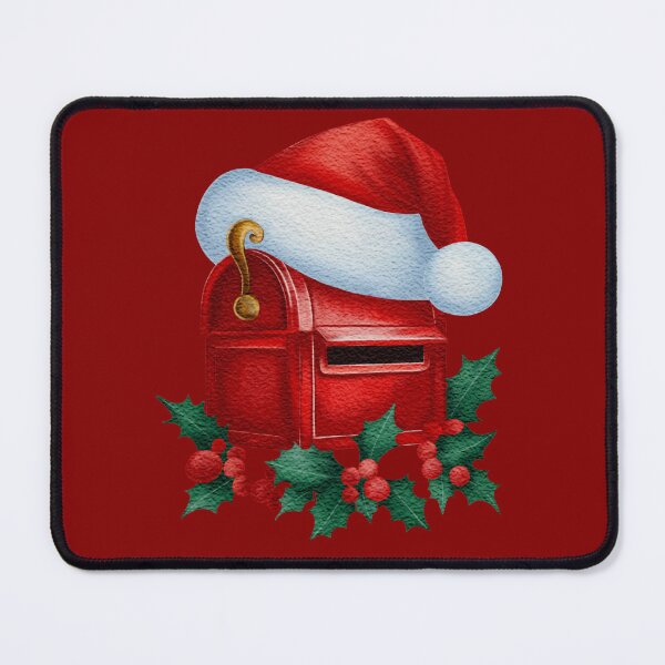 Item preview, Christmas Mailbox with Santa Hat and Holly Watercolor Illustration designed and sold by AllaMashycheva.