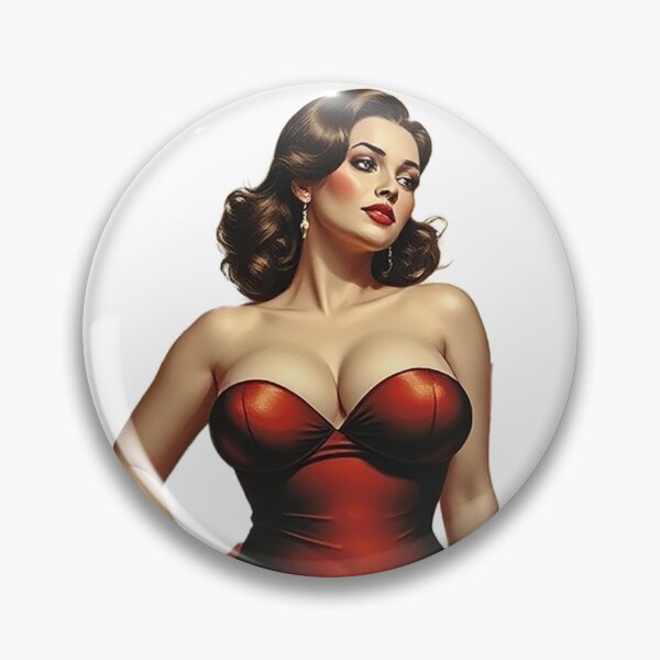Item preview, Buxom Brunette in a Red Dress designed and sold by ROCKING AWESOME.
