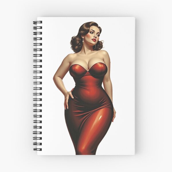 Item preview, Buxom Brunette in a Red Dress designed and sold by ROCKING AWESOME.