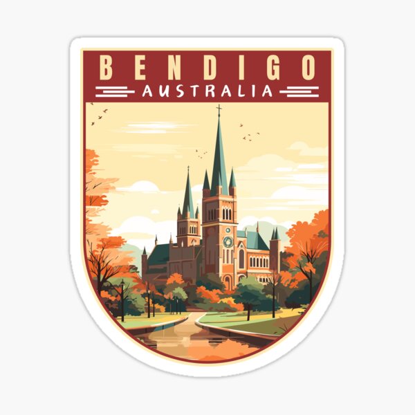 Item preview, Bendigo in Victoria Australia Art Travel Badge designed and sold by MaateoDesign.