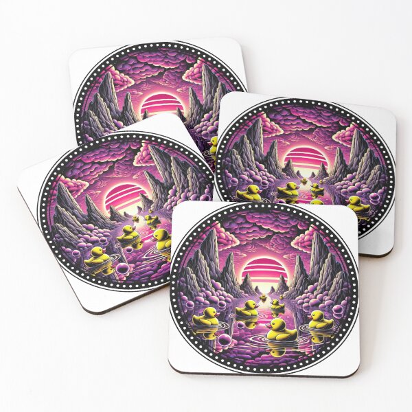 Item preview, Surreal Rubber Duck Landscape with Neon Sunset, Purple Mountains, and Reflective Water designed and sold by Negative Vibes Only.
