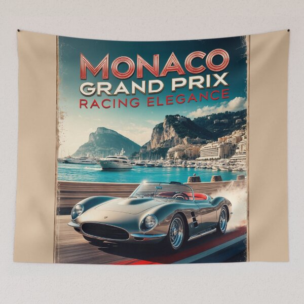 Item preview, Retro Roadster Design: Monaco Harbor and Cliffs designed and sold by Ceemko's Vintage Corner.