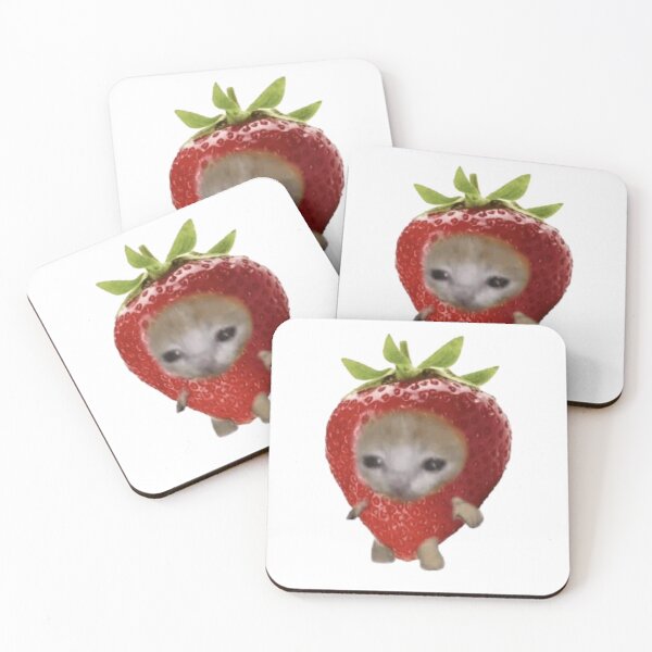 Item preview, strawberry cat meme sticker funny cute designed and sold by ececucn.