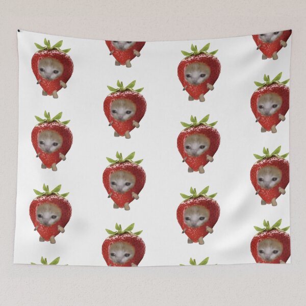 Item preview, strawberry cat meme sticker funny cute designed and sold by ececucn.