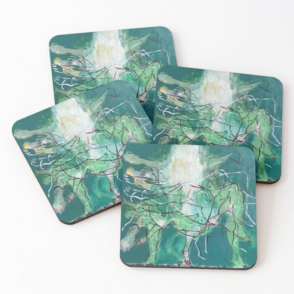 Item preview, Green abstract wolf designed and sold by Gela Mikava.