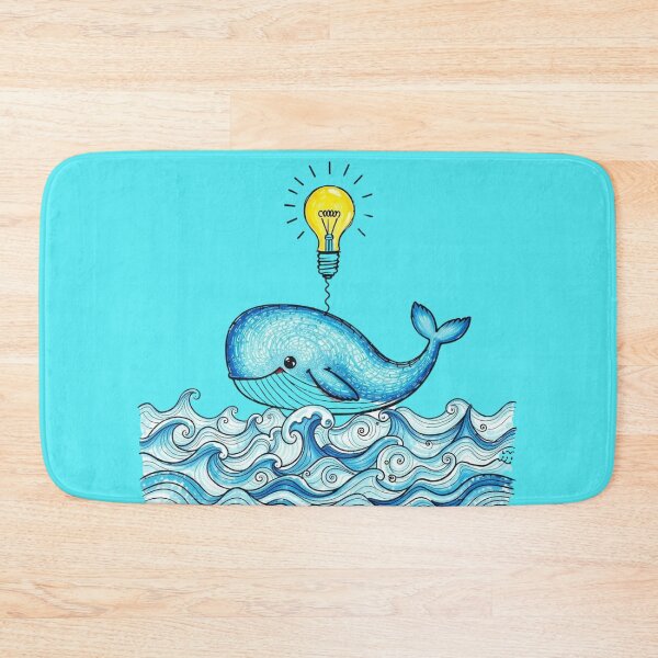 Item preview, Whale With A Lightbulb Waves Floating Funny Blue Hand Creativity  designed and sold by Kia Blaze.
