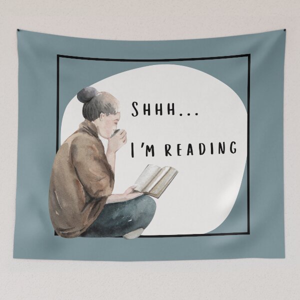 Item preview, Shhh... I'm Reading - Watercolor Woman Reading a Book and Drinking designed and sold by CMB-Editing.