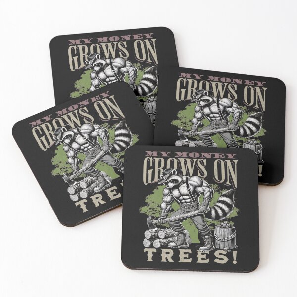 Item preview, MY MONEY GROWS ON TREES - MUSCULAR LUMBERJACK RACCOON designed and sold by justyna-s28.
