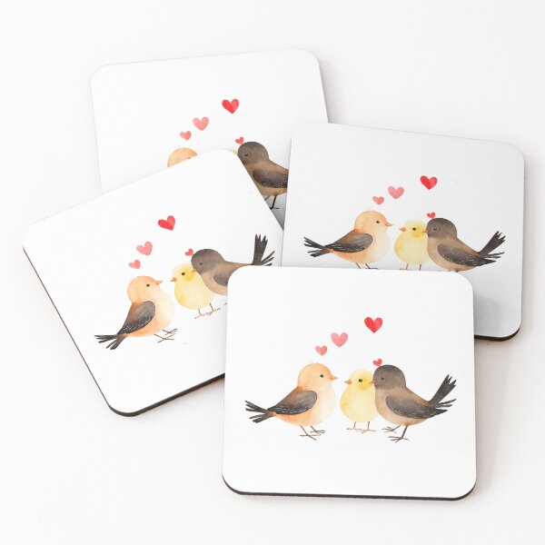 Item preview, Watercolor lovebirds and hearts, watercolor birds, valentine day, love, adorable lovebirds designed and sold by Victoria Riabov.