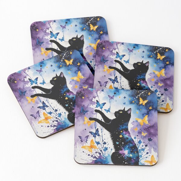 Item preview, galaxy cat with exploding butterfly confetti surprise designed and sold by Zencookie.