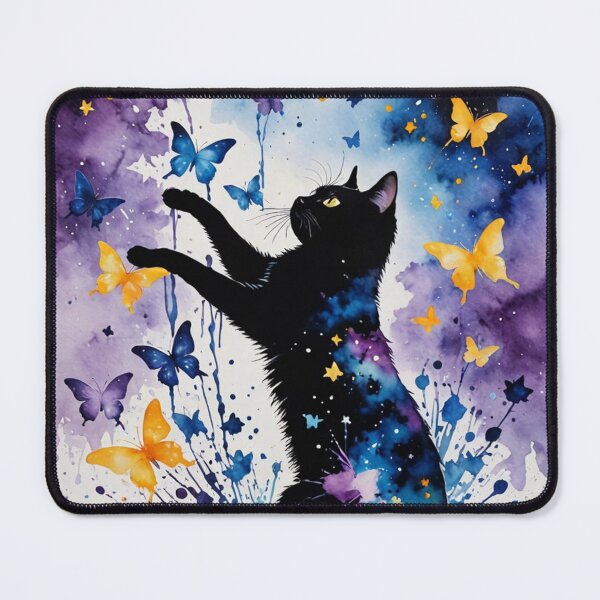 Item preview, galaxy cat with exploding butterfly confetti surprise designed and sold by Zencookie.