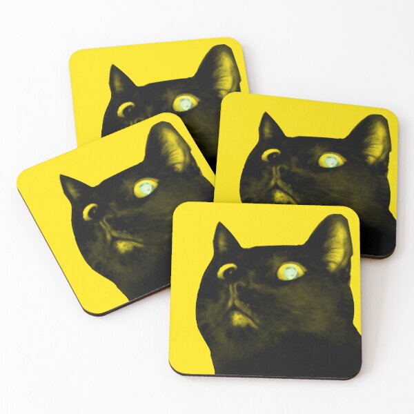 Item preview, Black cat yellow eyes yellow designed and sold by VoidCatCentral.