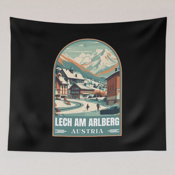 Item preview, Lech am Arlberg in Vorarlberg Austria Vintage Vector Art Travel Badge designed and sold by MaateoDesign.