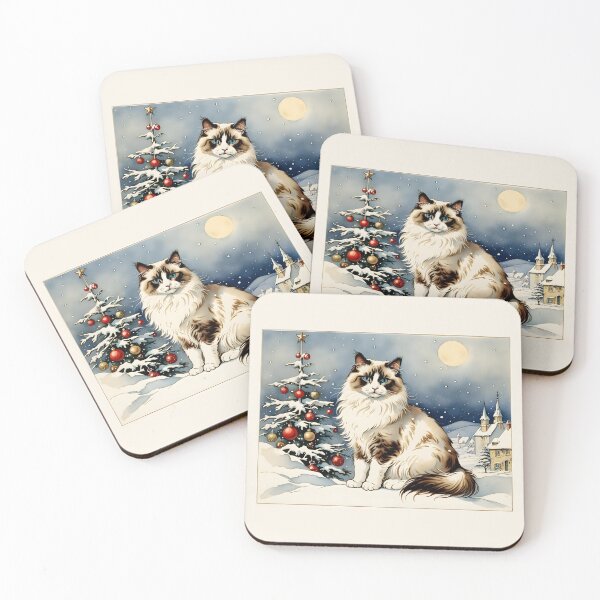 Item preview, Ragdoll Cat in Magical Winter Christmas Scene designed and sold by YukiKenji.