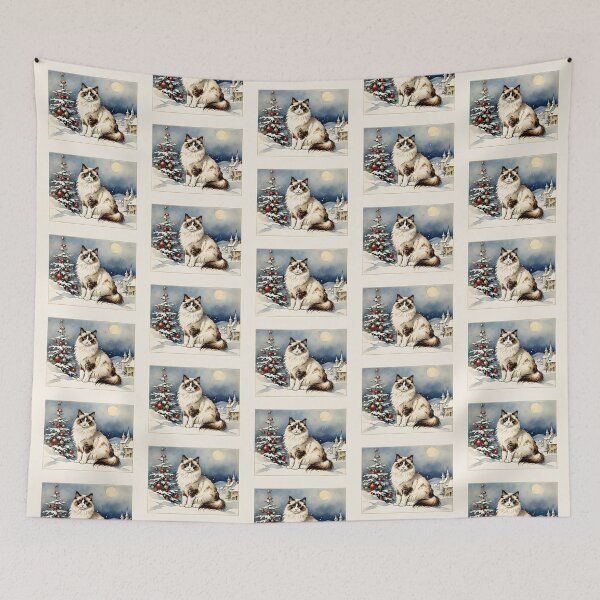 Item preview, Ragdoll Cat in Magical Winter Christmas Scene designed and sold by YukiKenji.