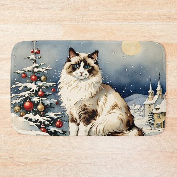 Item preview, Ragdoll Cat in Magical Winter Christmas Scene designed and sold by YukiKenji.