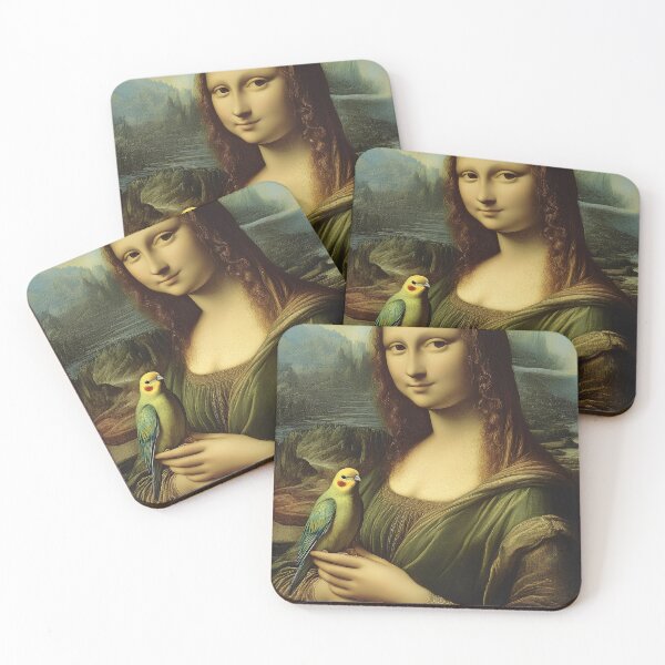 Item preview, "Modern Mona Lisa with a Parrot – Unique Renaissance-Inspired Artwork" designed and sold by Viviglow.
