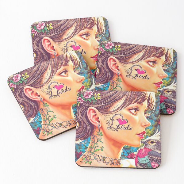 Item preview, ANIME ARTISTIC GIRL TATTOO LOVES BIRDS  designed and sold by Arts4U.