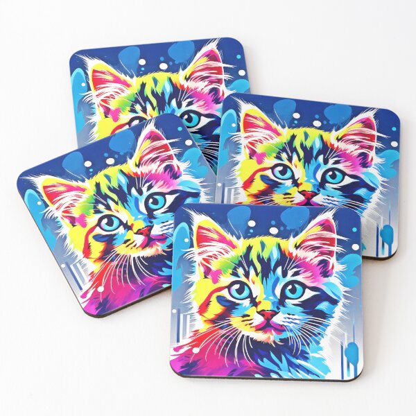 Item preview, Vibrant Neon Kitty Art designed and sold by Health And Fitness Posts e-Store.
