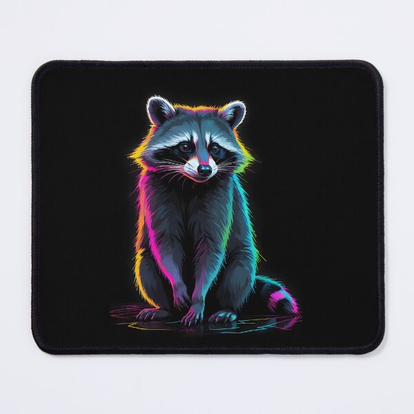 Item preview, Cute Neon Raccoon On Black designed and sold by Museum Of Non-Existing Art.