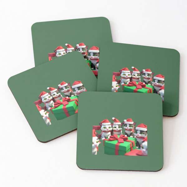 Artikelvorschau, cats cute, 3D effect cats christmas look red green entworfen und verkauft von Rainbow Paws Garden.