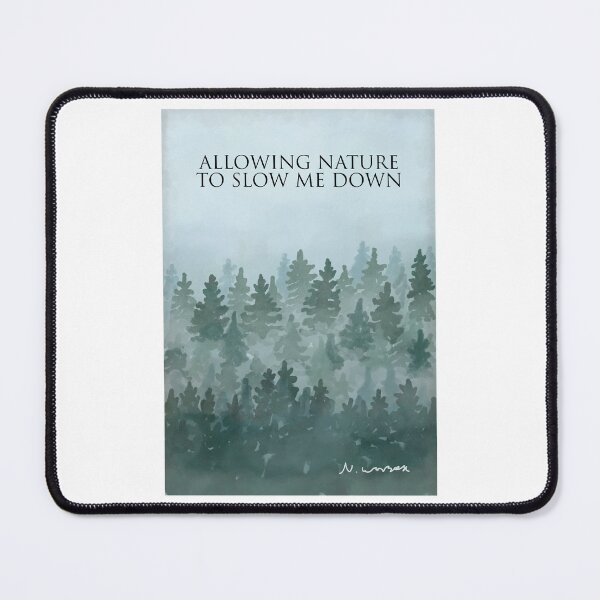 Item preview, Allowing nature to slow me down. Misty forest woodland, painting designed and sold by Scat the cat.