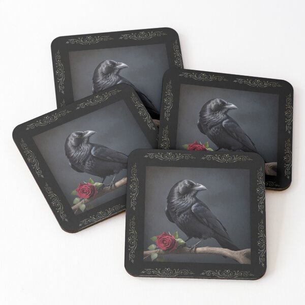 Item preview, Gothic Raven with Red Rose designed and sold by dreamparlor.