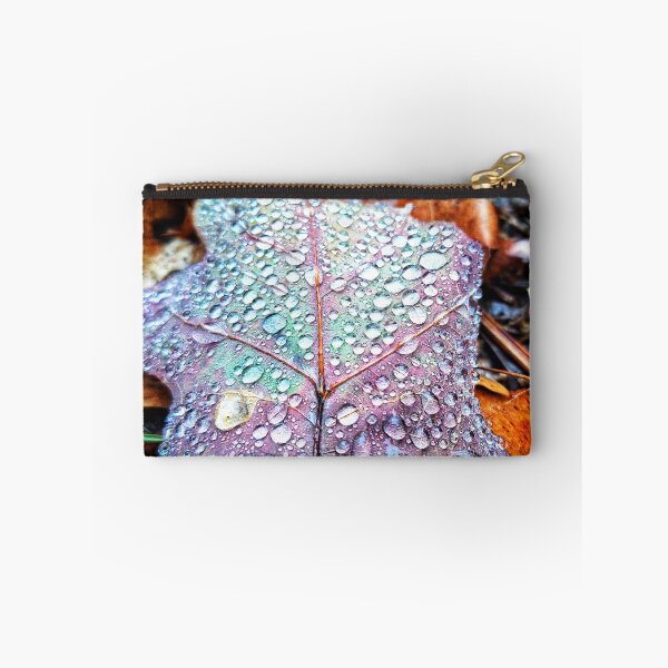 Item preview, Rain drops on a purple fall leaf designed and sold by Dirtpathdesigns.