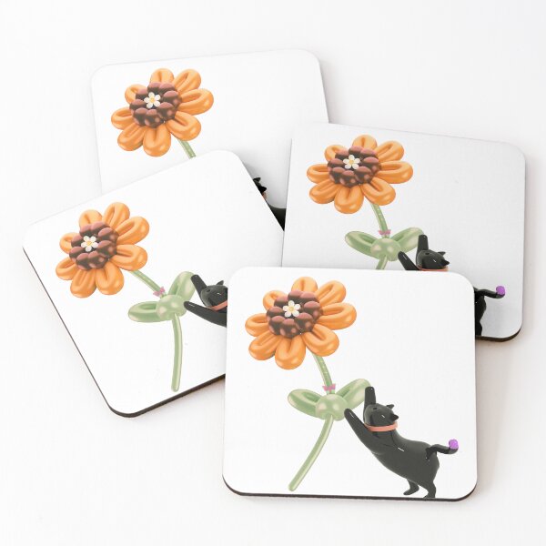 Item preview, A touch of joy: Playful cat and colorful balloon flower designed and sold by Kitimouna.