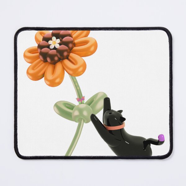 Item preview, A touch of joy: Playful cat and colorful balloon flower designed and sold by Kitimouna.