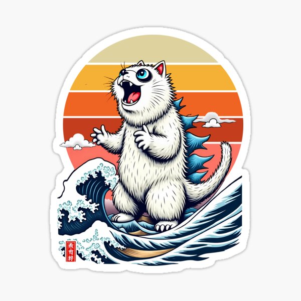 Item preview, Cat-zilla Cat Japanese Art - Funny Cat Idea for Men, Women & Kids designed and sold by Khoulaly    ⭐⭐⭐⭐⭐.