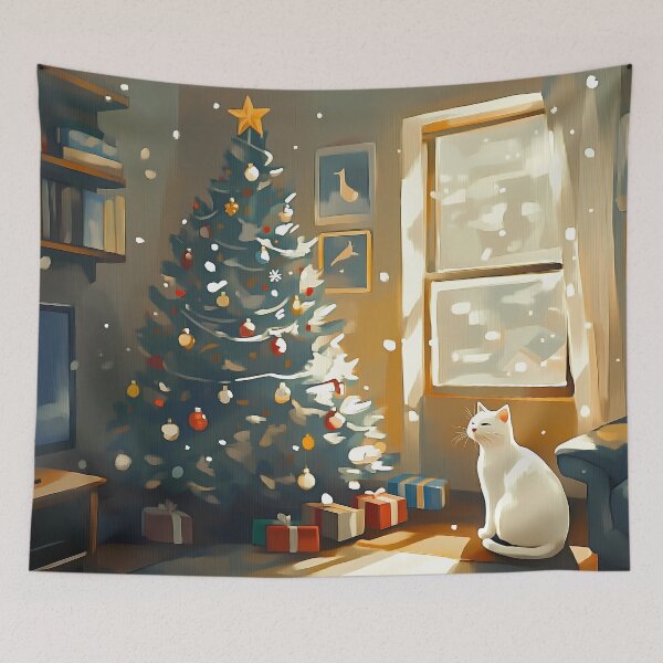 Item preview, White Cat Is Ready For Christmas designed and sold by sakurashorty.