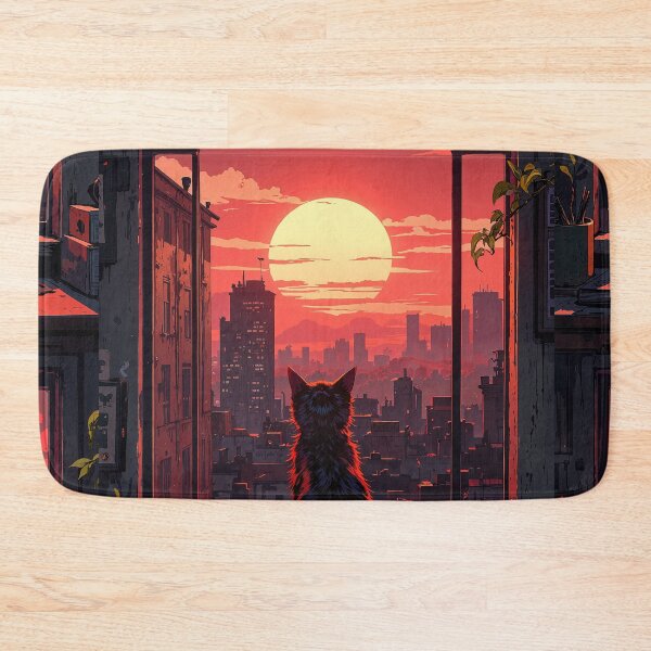 Item preview, Sunset vista feline perched at twilight designed and sold by MadeByHaresShop.