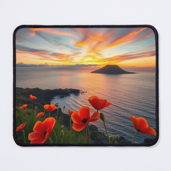 Item preview,  Spring Sea Landscape with Poppies and Volcanic Coastline designed and sold by hjian8219.