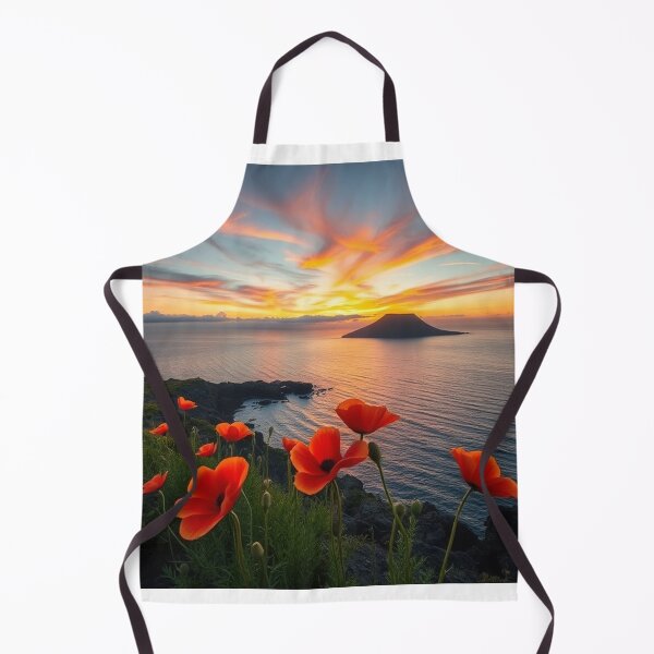 Item preview, Spring Sea Landscape with Poppies and Volcanic Coastline designed and sold by hjian8219.