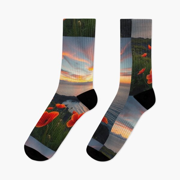 Item preview,  Spring Sea Landscape with Poppies and Volcanic Coastline designed and sold by hjian8219.