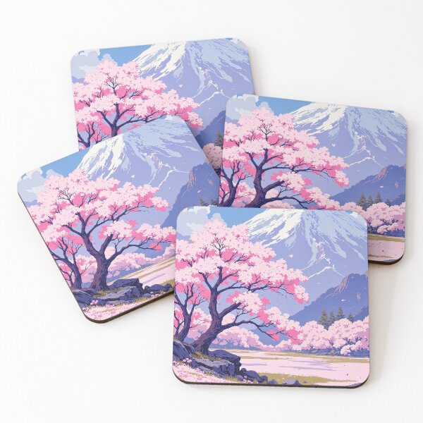 Item preview, Tranquil harmony majestic snowcapped peaks among blossoms designed and sold by MadeByHaresShop.