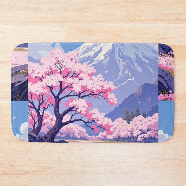 Item preview, Tranquil harmony majestic snowcapped peaks among blossoms designed and sold by MadeByHaresShop.
