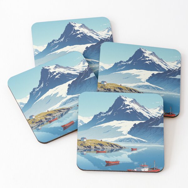Item preview, Tranquil oasis red boats in a blue ocean designed and sold by MadeByHaresShop.