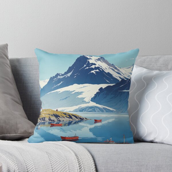 Item preview, Tranquil oasis red boats in a blue ocean designed and sold by MadeByHaresShop.